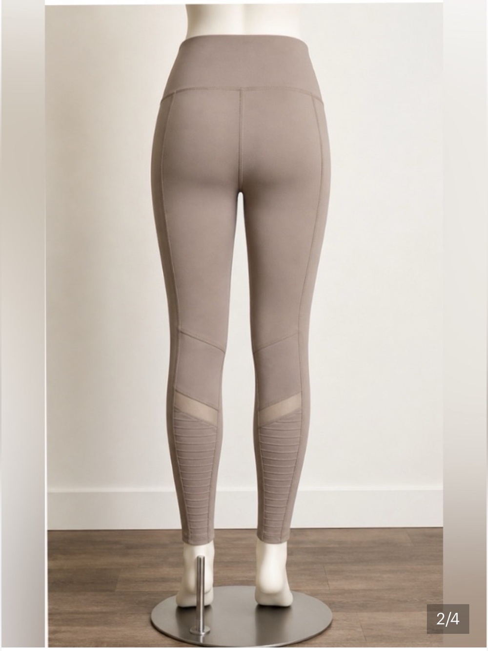 Alo Yoga Taupe Moto-Panel High Rise Ribbed Athletic Leggings Size S - Picture 5 of 5